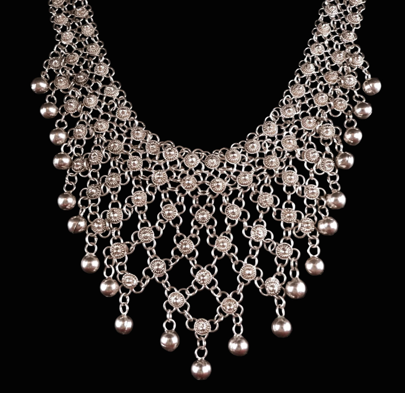 Filigran Silber Collier / Choker aus mind. 800er Silber - Halskette 40cm Vintage Orientalisch Ethno Handarbeit