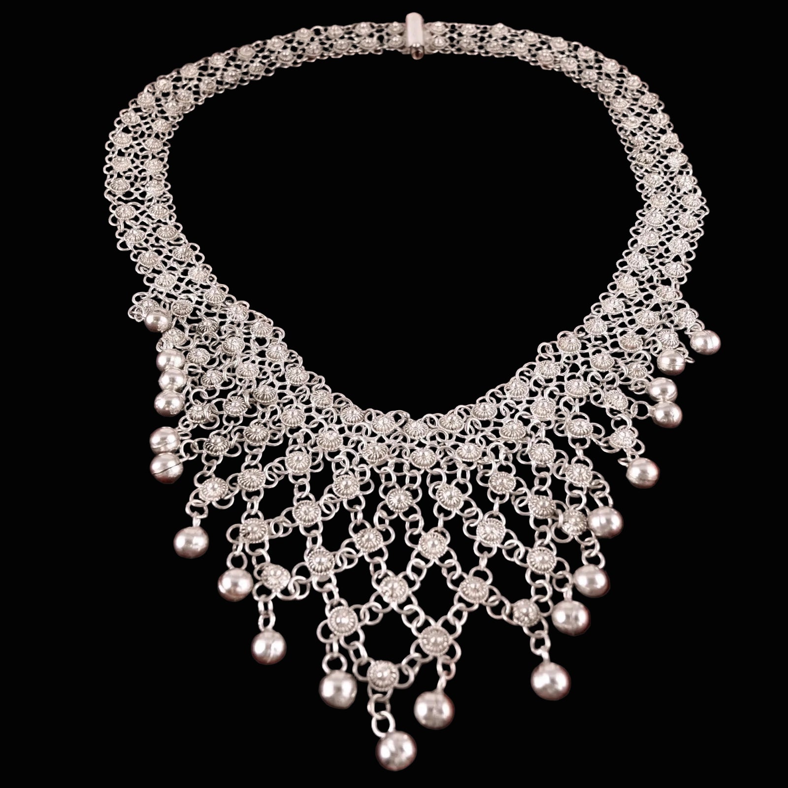 Filigran Silber Collier / Choker aus mind. 800er Silber - Halskette 40cm Vintage Orientalisch Ethno Handarbeit