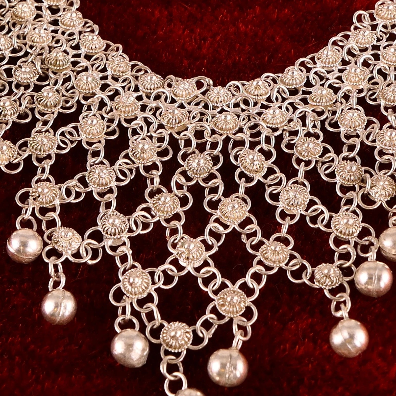 Filigran Silber Collier / Choker aus mind. 800er Silber - Halskette 40cm Vintage Orientalisch Ethno Handarbeit