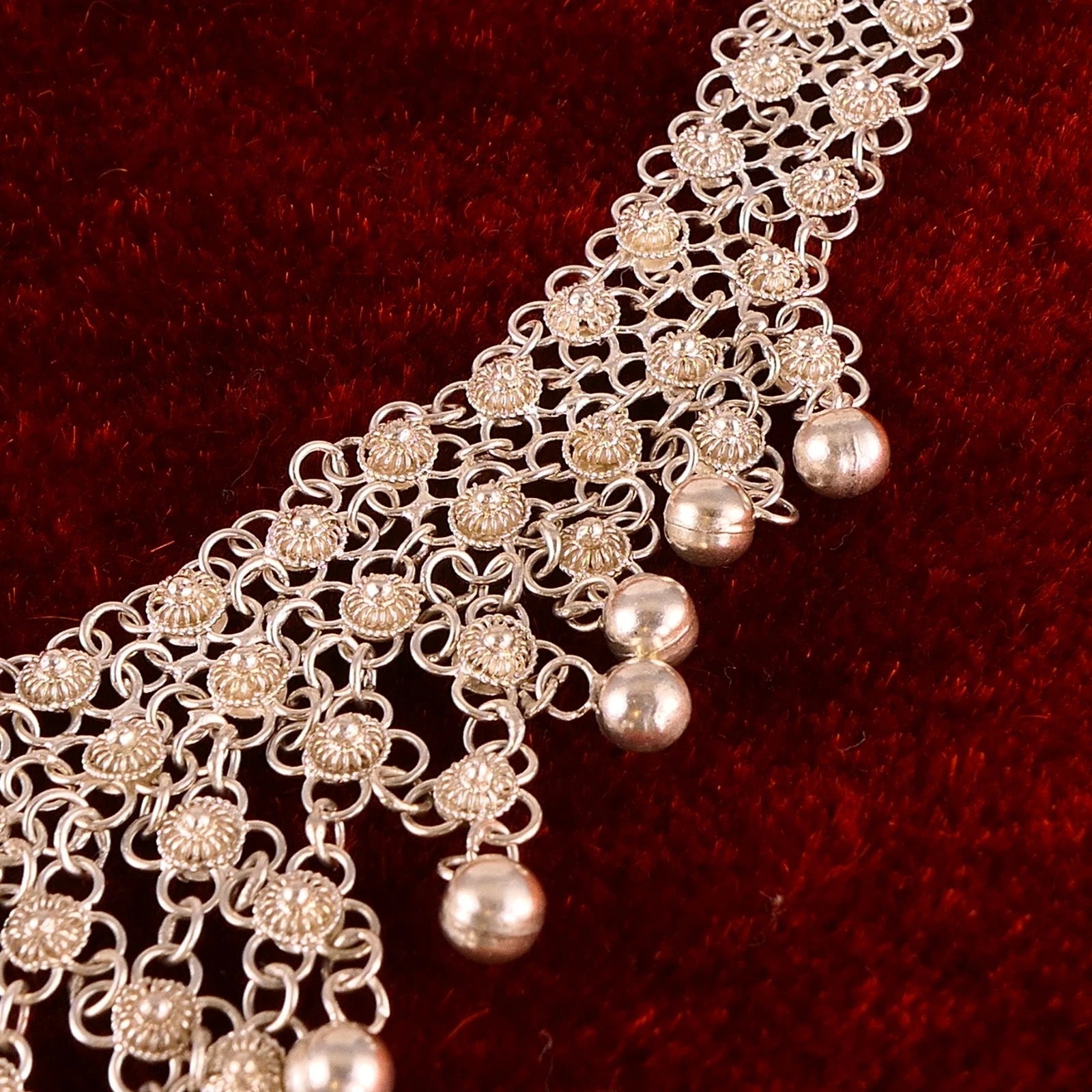Filigran Silber Collier / Choker aus mind. 800er Silber - Halskette 40cm Vintage Orientalisch Ethno Handarbeit