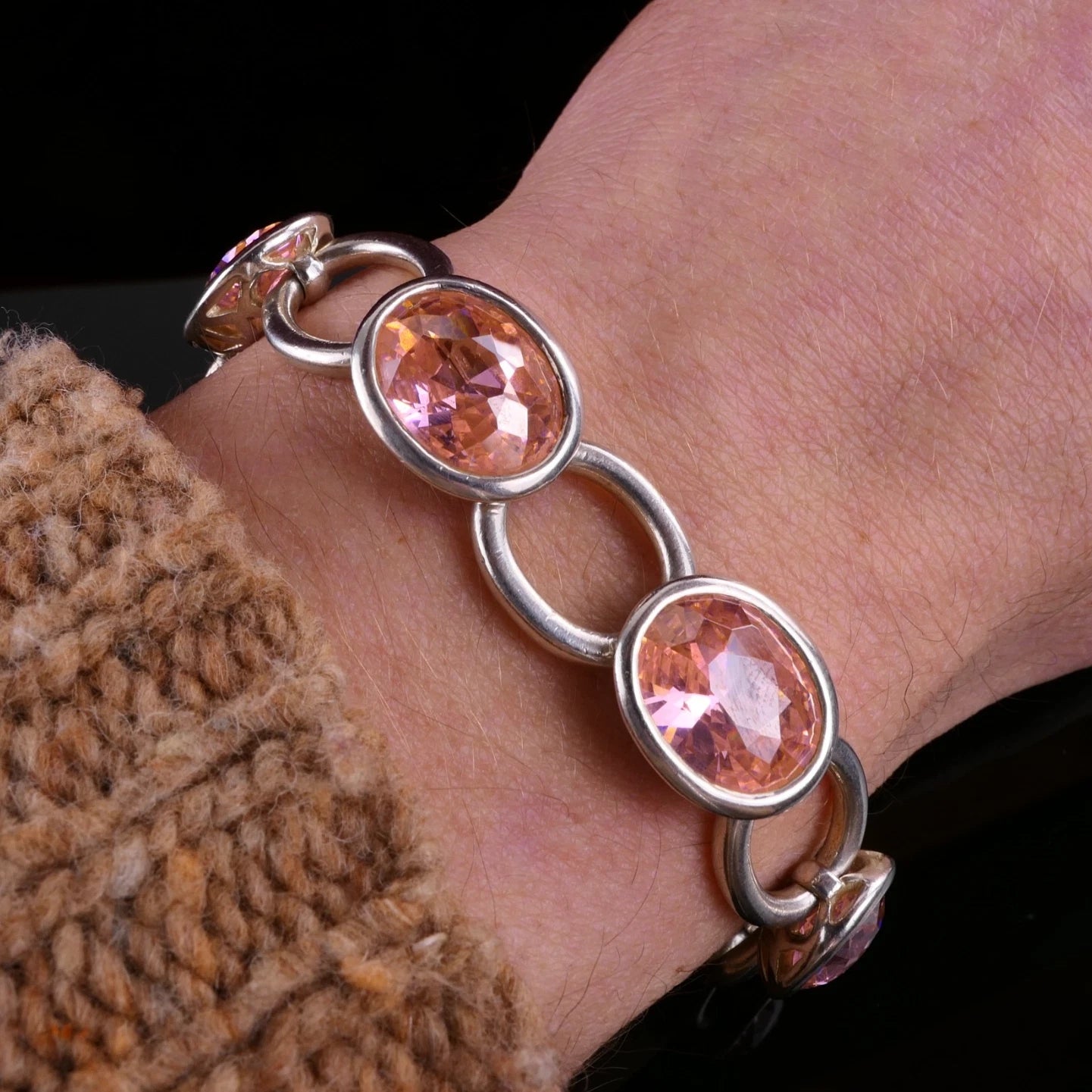 Massives 925 Sterling Silber Armband von Thomas Sabo mit Rosa Zirkonias 925 Silber 19cm 48,2g Vintage