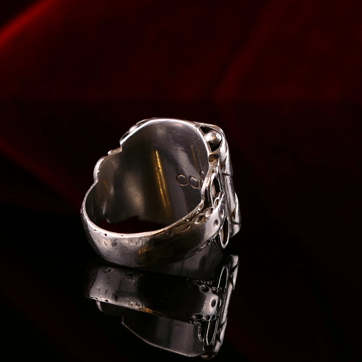 Antiker Monogrammring Siegelring Initialen BW / WB Silberring 900 Silber RG 61 (19,4 mm Ø) Vintage Alt