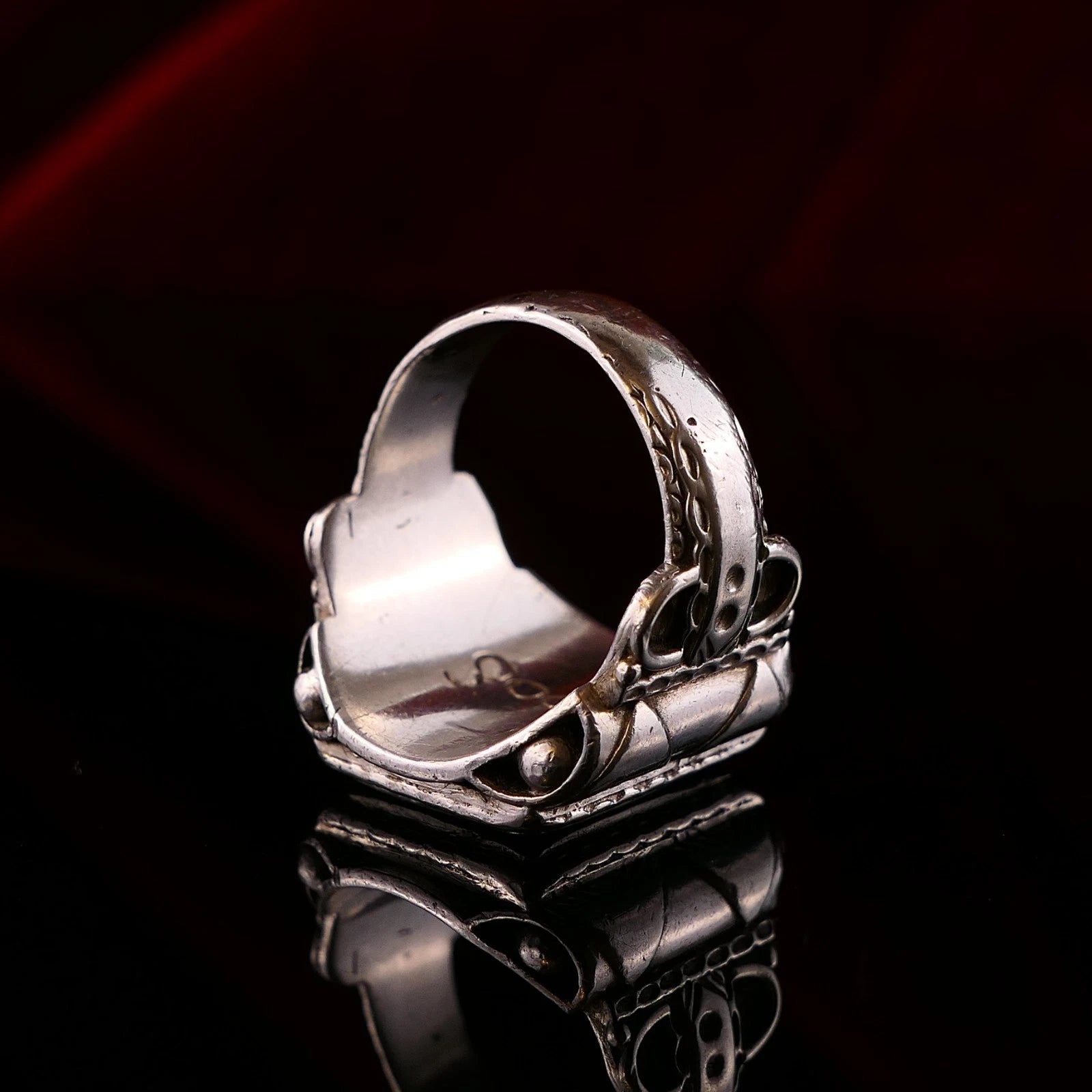 Antiker Monogrammring Siegelring Initialen BW / WB Silberring 900 Silber RG 61 (19,4 mm Ø) Vintage Alt
