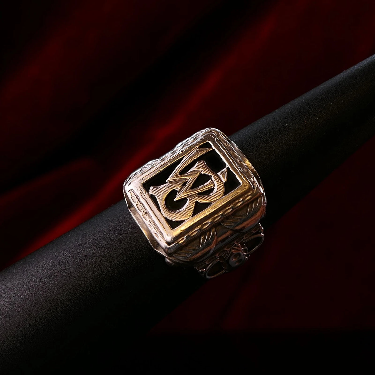Antiker Monogrammring Siegelring Initialen BW / WB Silberring 900 Silber RG 61 (19,4 mm Ø) Vintage Alt