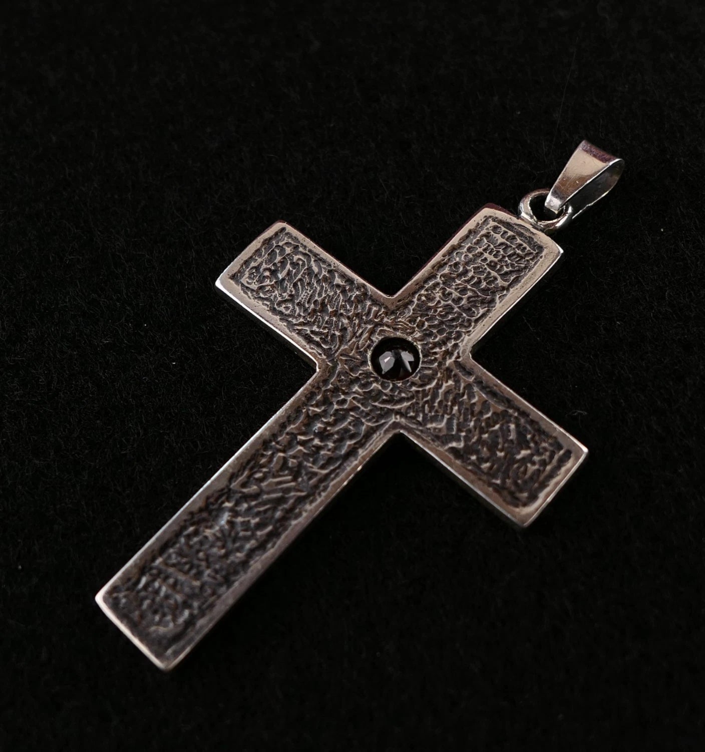 Granat Kreuzanhänger Handarbeit - Großer Kreuzanhänger aus 925 Sterling Silber & Gold - Yigal, Israel