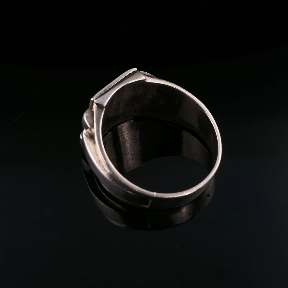 Antiker Emaille Wappenring Siegelring Bretagne mind. 800 Silber aus Frankreich RG 62 (19,7 mm Ø) Vintage Alt