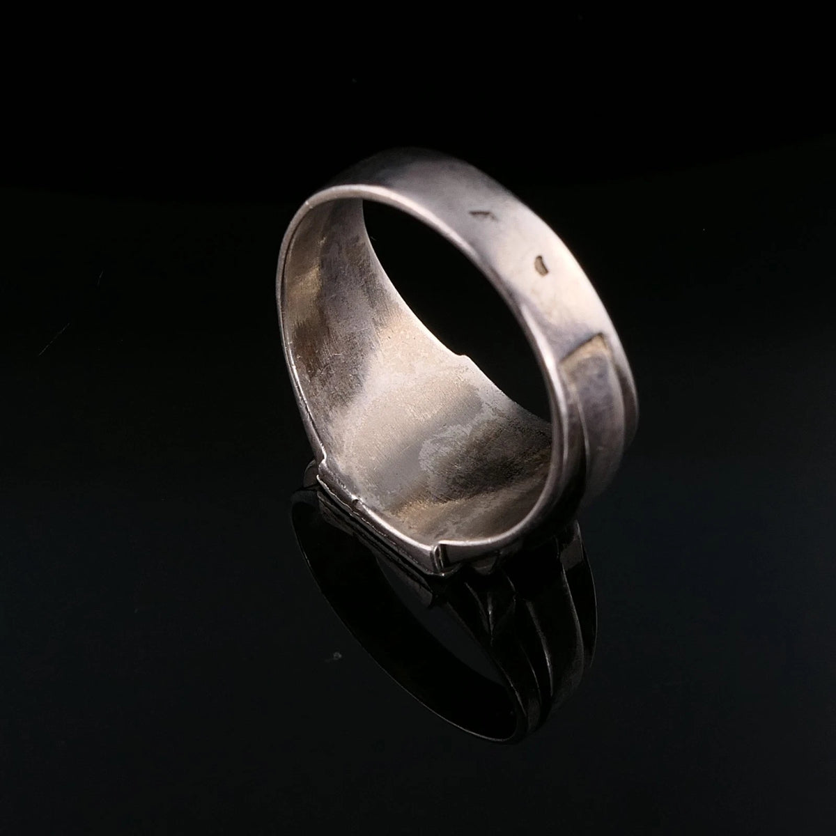 Antiker Emaille Wappenring Siegelring Bretagne mind. 800 Silber aus Frankreich RG 62 (19,7 mm Ø) Vintage Alt