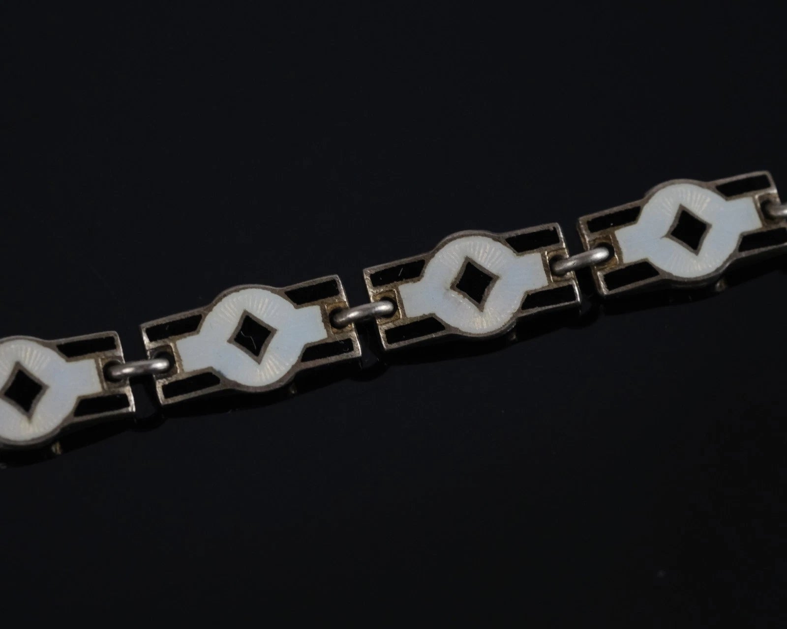 Norne, Norwegen 925 Sterling Silber Designer Armband mit Emaille Nordische Motive 17cm Alt Vintage