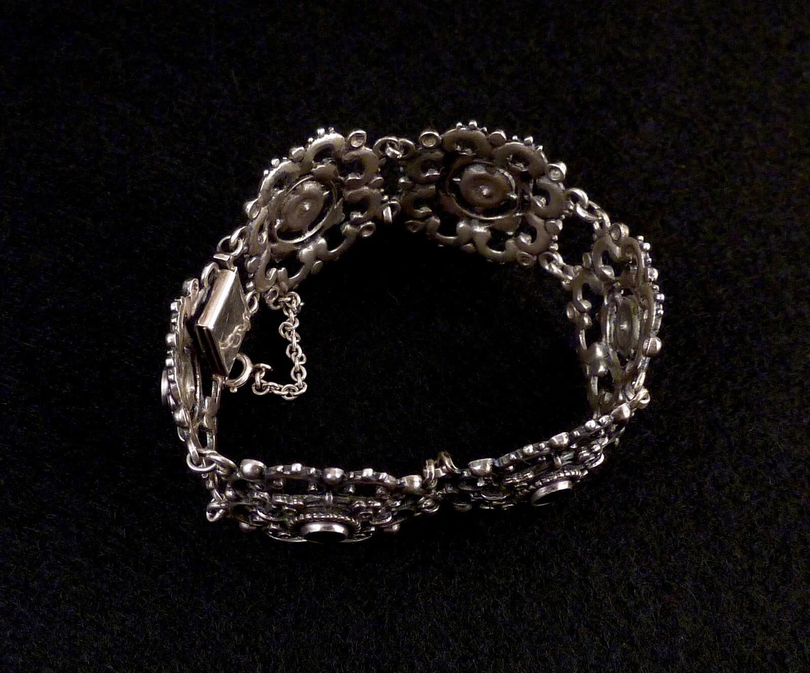 Hochwertiges Granat Silber Trachtenarmband Gliederarmband Breit aus 835er Silber Armband 17cm