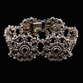 Hochwertiges Granat Silber Trachtenarmband Gliederarmband Breit aus 835er Silber Armband 17cm
