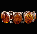 Armband Baltischer Bernstein 925 Sterling Silber Silberarmband 20,0cm Große Ovale Cabochons