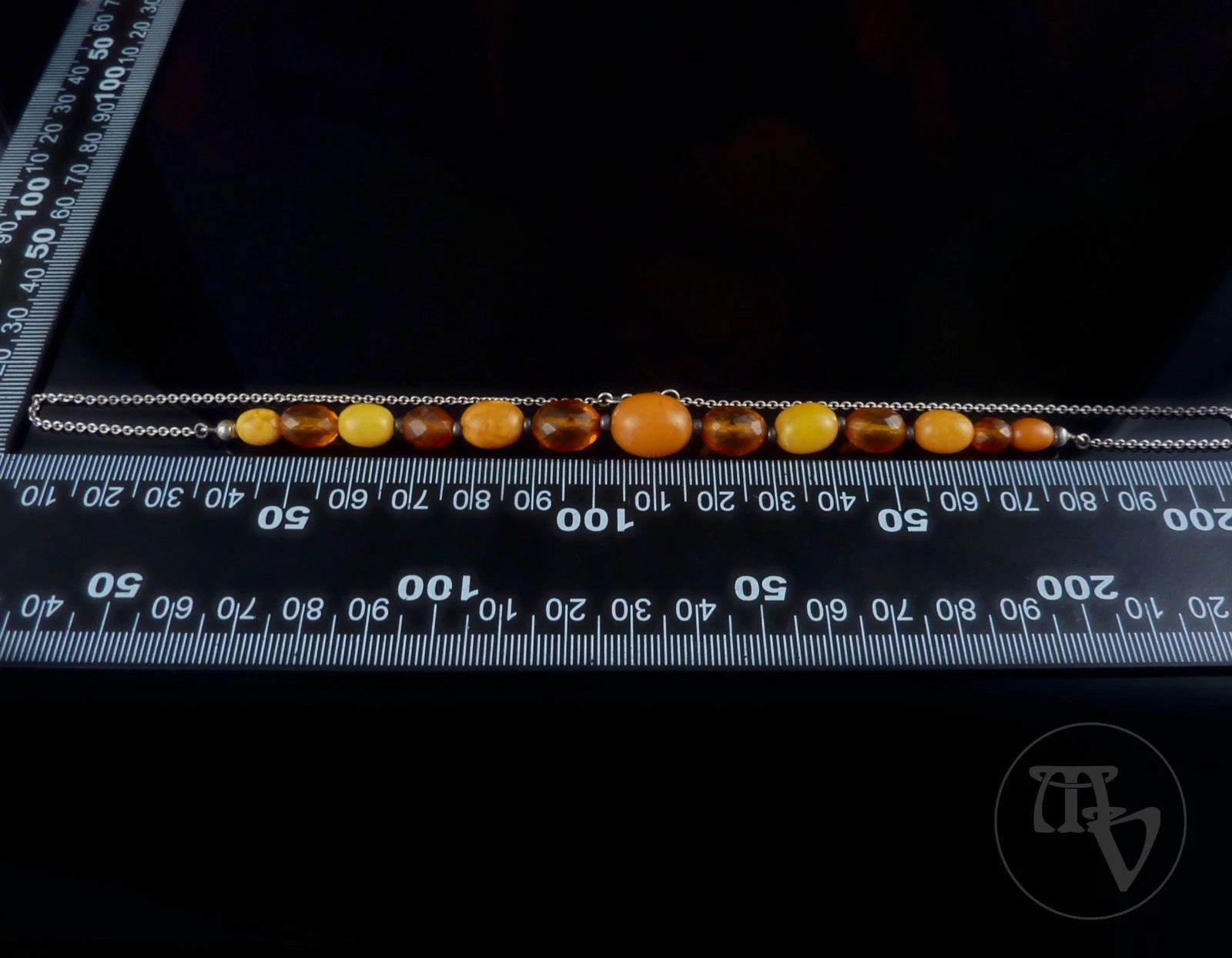 Vintage Bernsteinkette Butterscotch Bernstein Oliven 925er Silber Halskette Damen 43cm Antik Alt