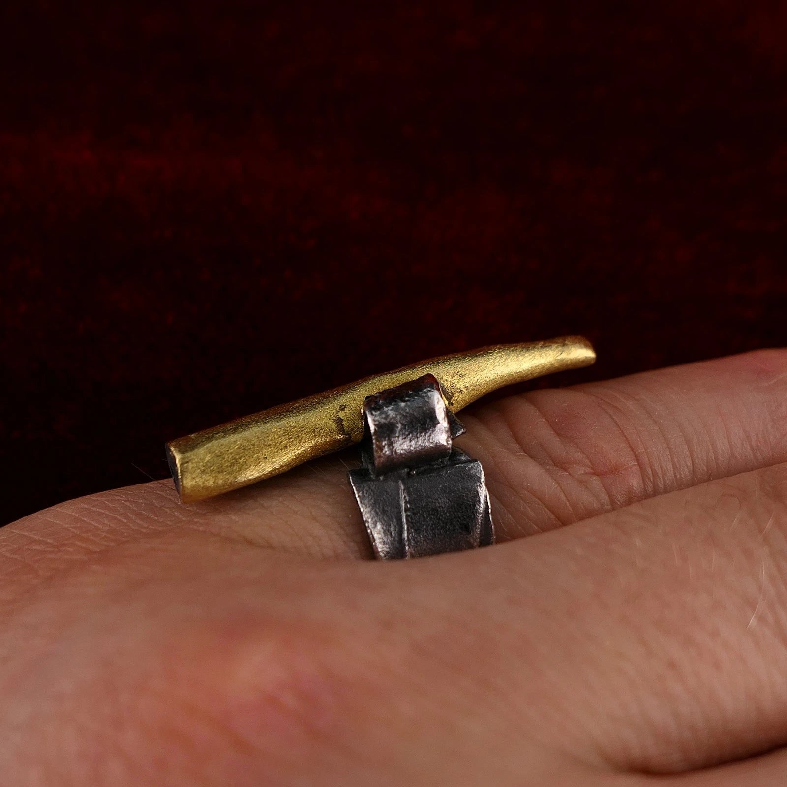 Georg Kramer Modernist Brutalist Ring aus Silber und Gold - RG 59 (18,8 mm Ø) Alt Vintage