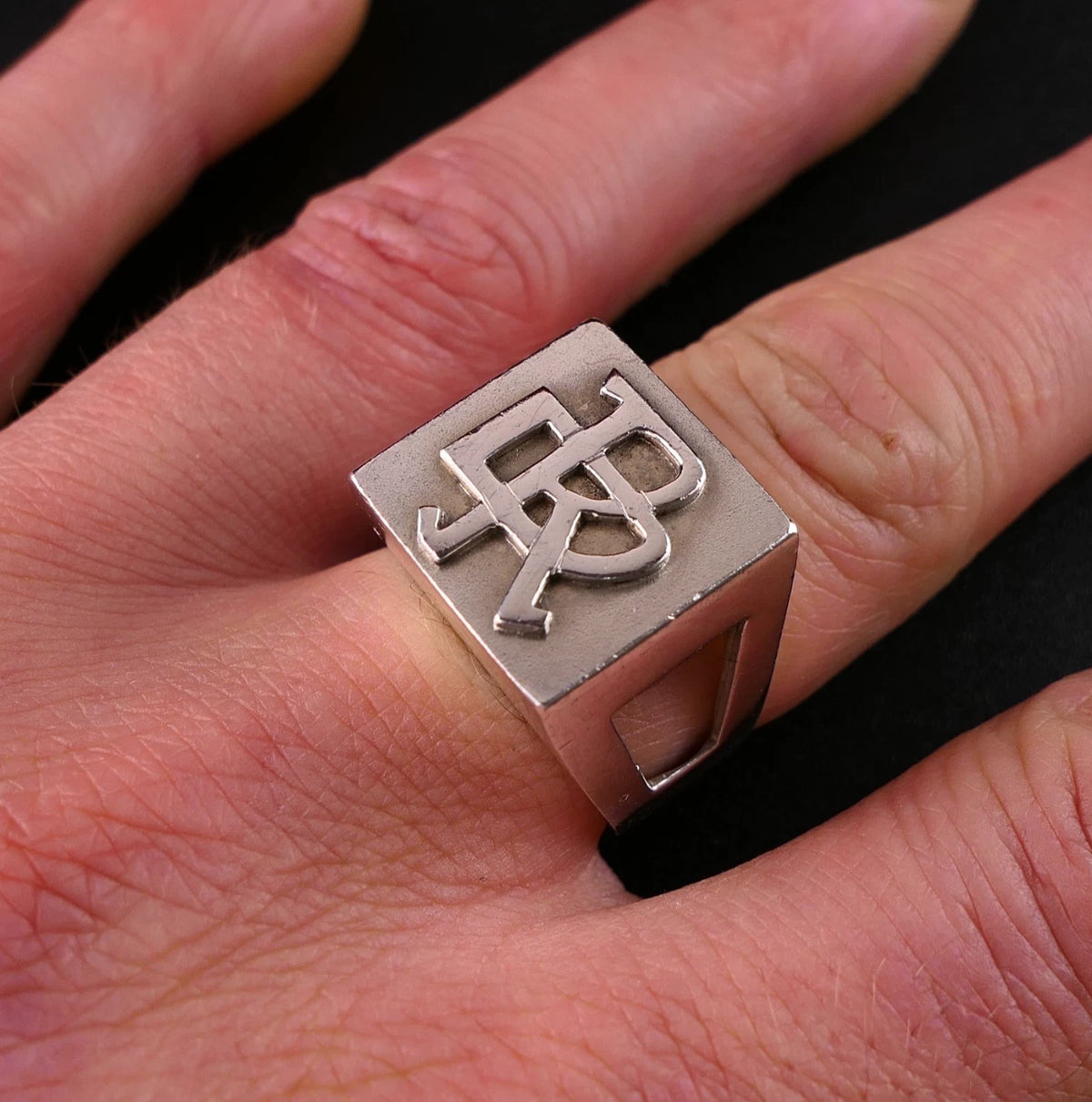 Vintage Monogrammring Siegelring Initialen RD / DR Silberring 925 Silber 64 (20,3 mm Ø) Vintage Alt
