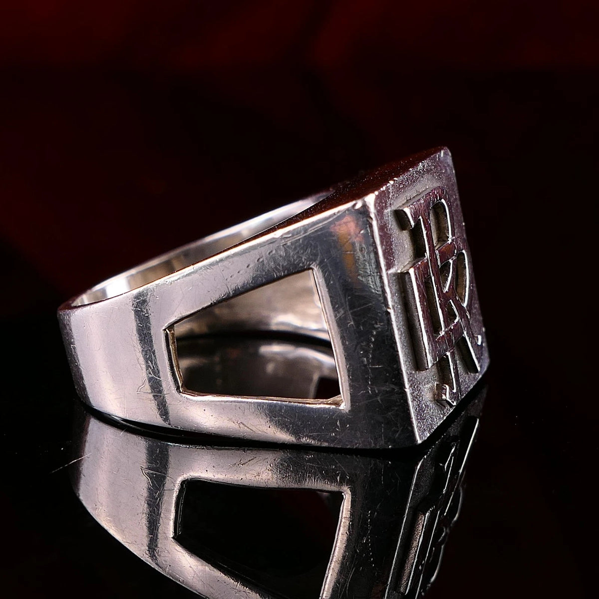 Vintage Monogrammring Siegelring Initialen RD / DR Silberring 925 Silber 64 (20,3 mm Ø) Vintage Alt