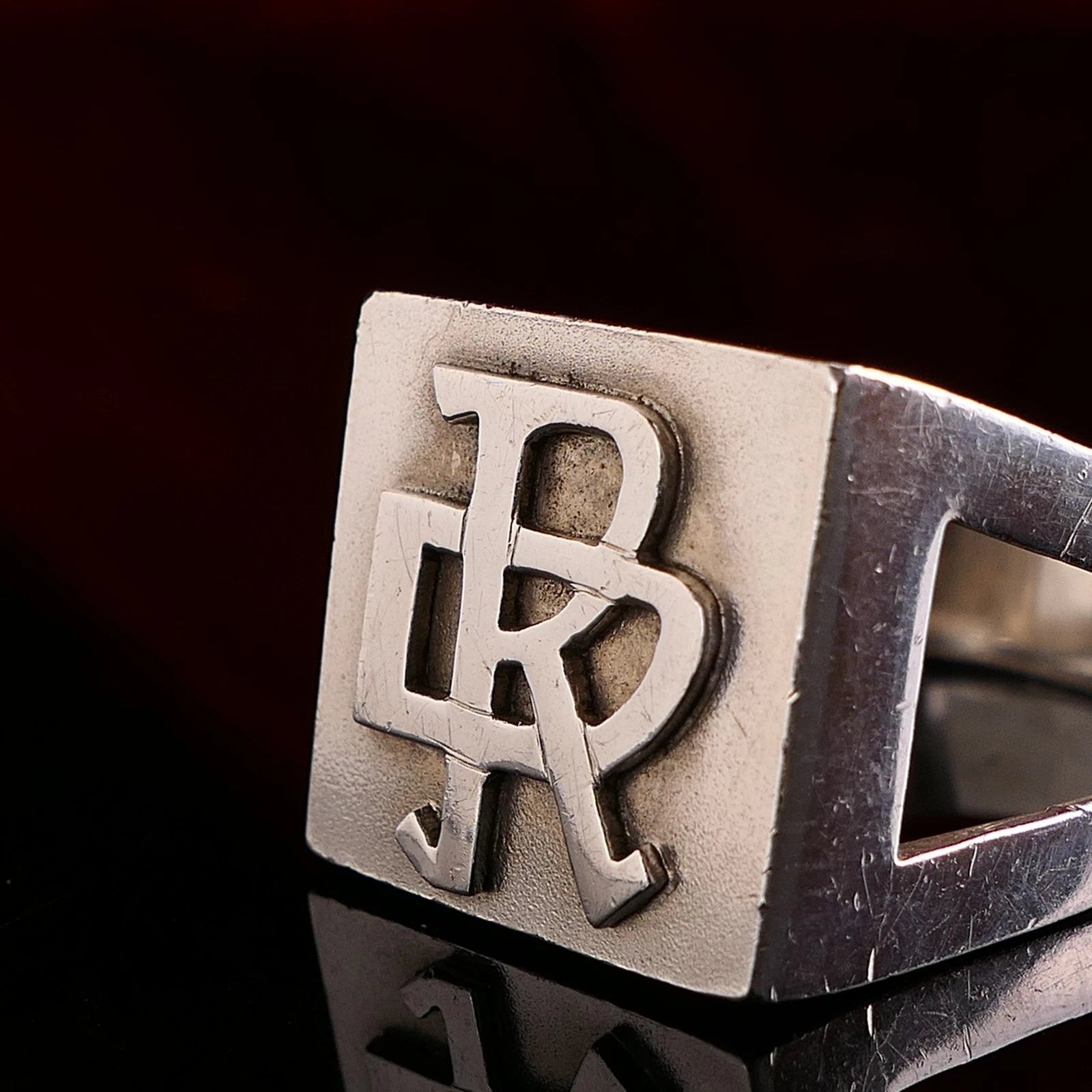 Vintage Monogrammring Siegelring Initialen RD / DR Silberring 925 Silber 64 (20,3 mm Ø) Vintage Alt
