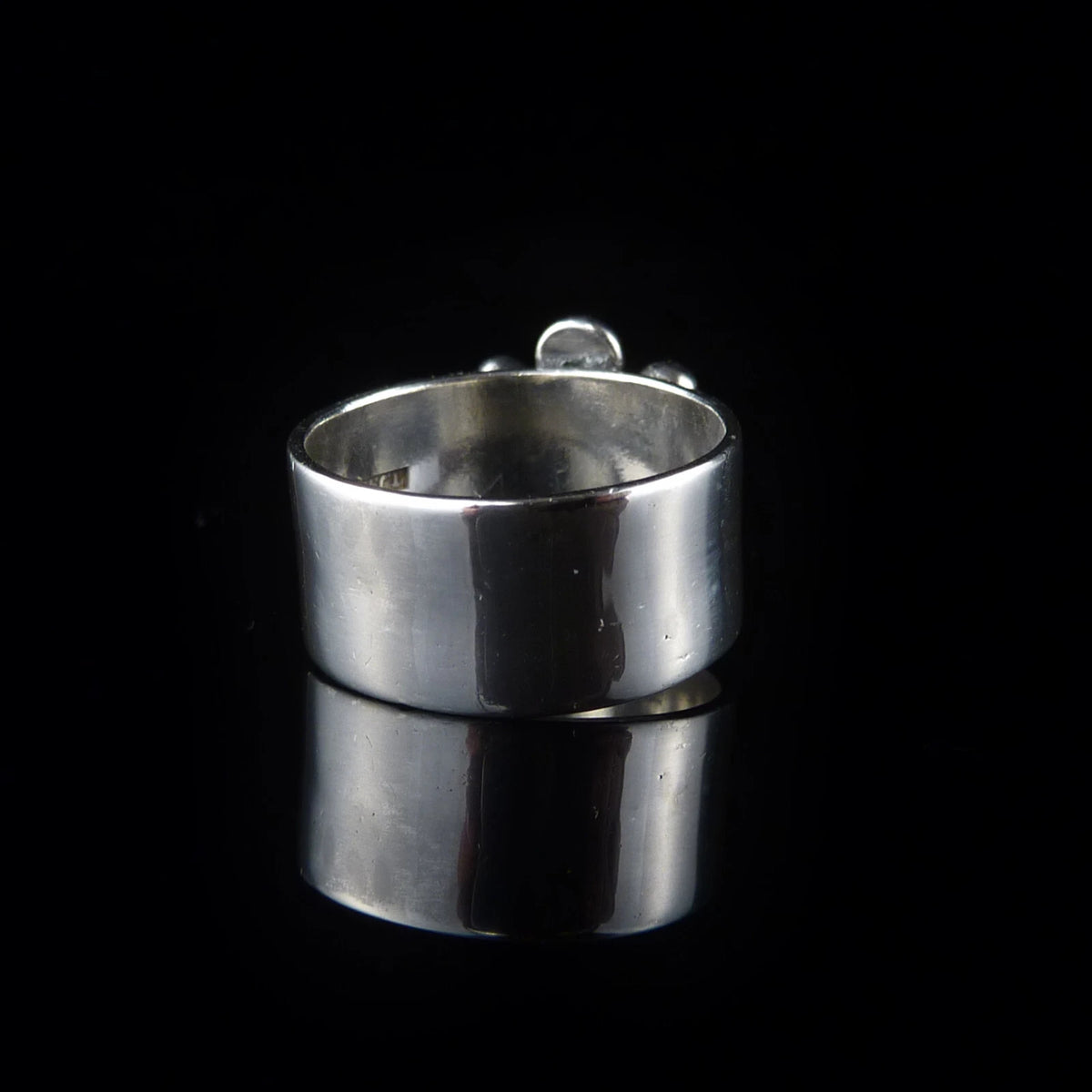 Toivo J Toponen für Kaunis Koru - Vintage Modernist Granat Ring aus 916er Silber RG 58 (18,4 mm Ø)
