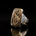 Antiker Monogrammring Siegelring Initialen WS / SW Silberring 800 Silber & 333 Gold RG 60 (19,1 mm Ø) Vintage Alt