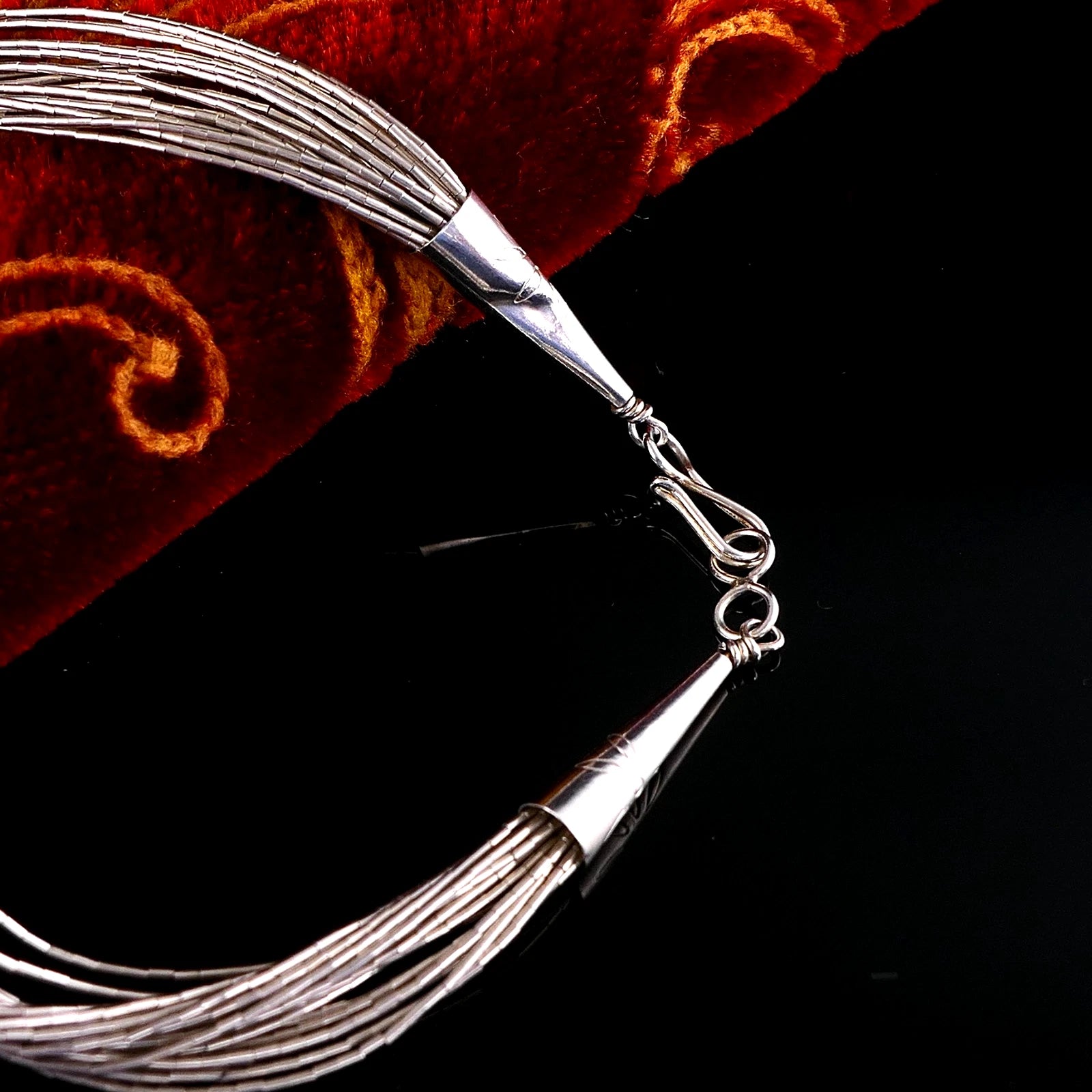 Vintage Liquid Silver Halskette 925er Sterling Silber Navajo / Southwestern Stil 20 Stränge 62cm