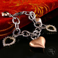 Edles 925er Silber Gliederarmband Bettelarmband mit vergoldeten Herz Anhänger 20,5cm aus Italien
