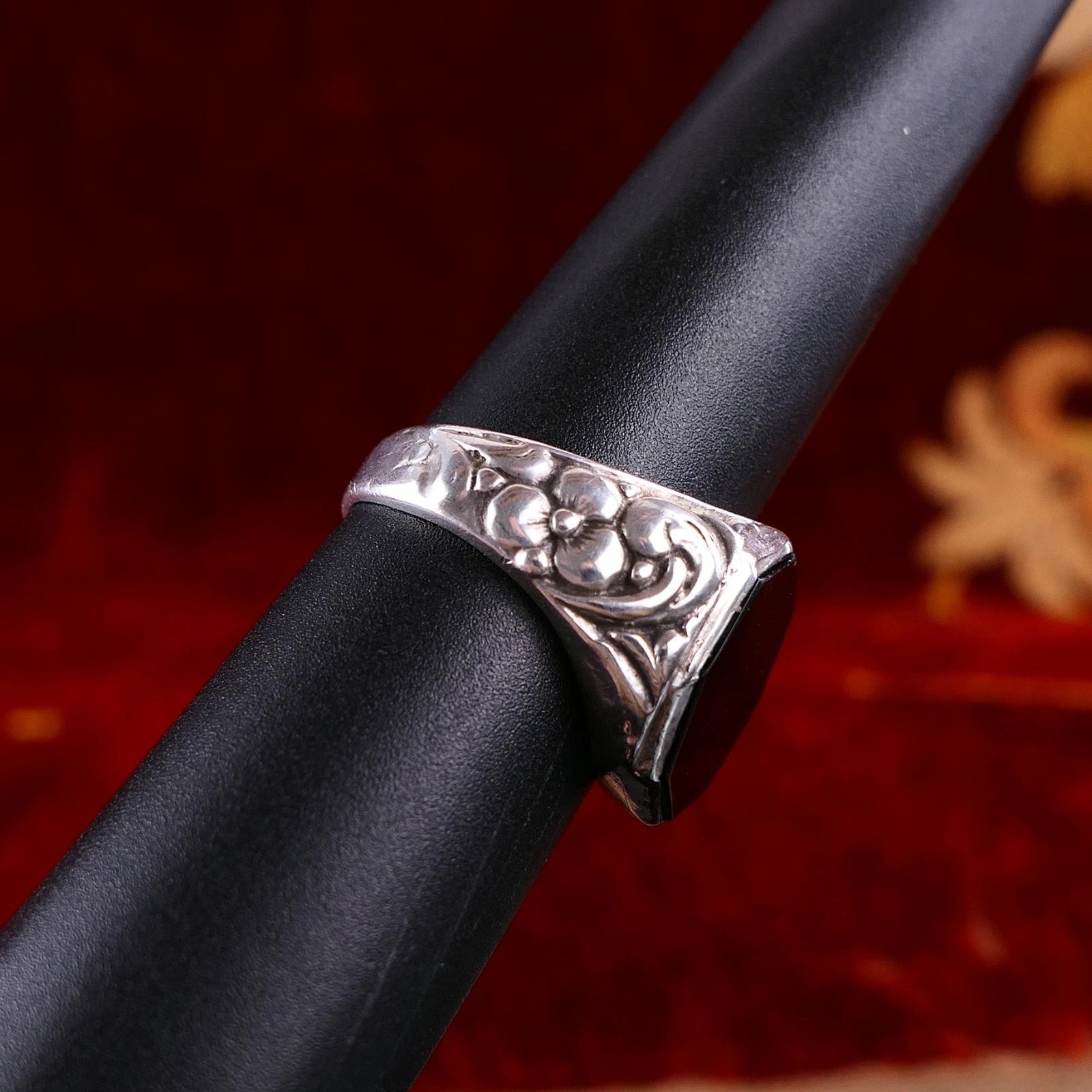 Art Déco Siegelring mit achteckigem Onyx – Silber, Handarbeit RG 60 (19,1 mm Ø)