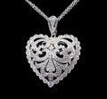 Art Déco Diamonds Herz Anhänger mit 0,20ct Diamanten aus 925 Silber im Art Déco-Stil