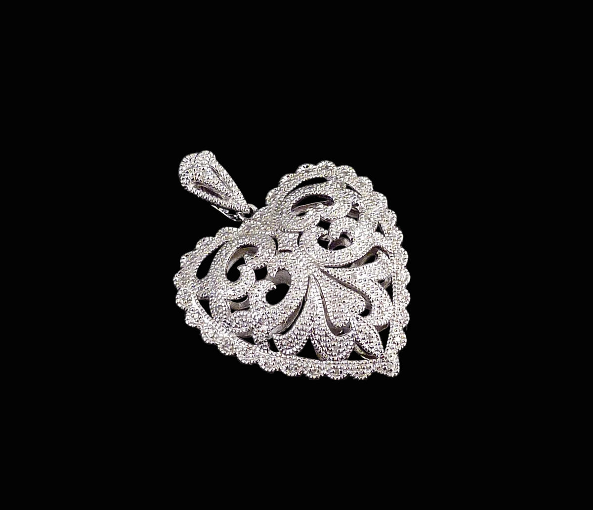 Art Déco Diamonds Herz Anhänger mit 0,20ct Diamanten aus 925 Silber im Art Déco-Stil