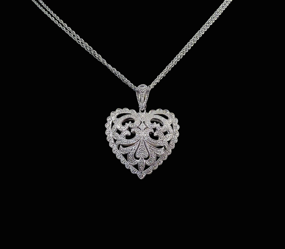 Art Déco Diamonds Herz Anhänger mit 0,20ct Diamanten aus 925 Silber im Art Déco-Stil