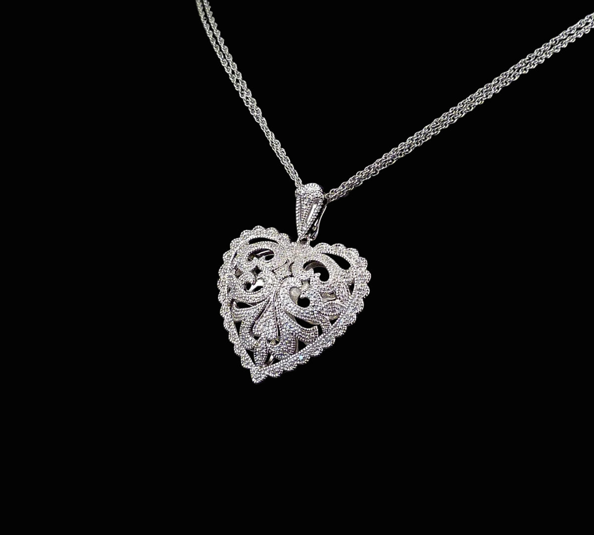 Art Déco Diamonds Herz Anhänger mit 0,20ct Diamanten aus 925 Silber im Art Déco-Stil