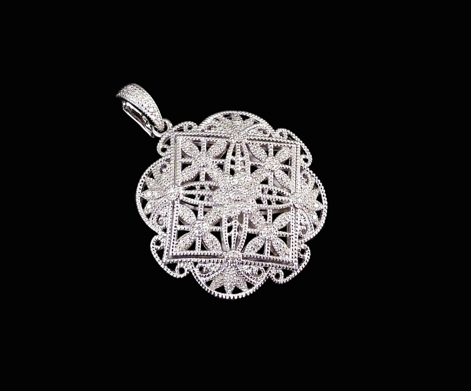 Art Déco Diamonds Anhänger mit 0,20ct Diamanten aus 925 Silber im Art Déco-Stil