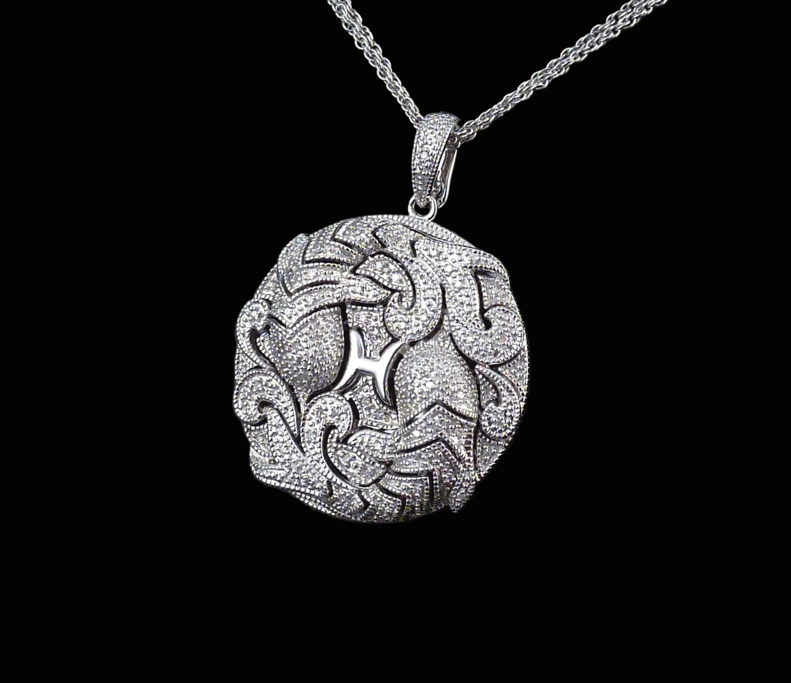 Art Déco Diamonds Fische Anhänger mit 0,20ct Diamanten aus 925 Silber im Art Déco-Stil
