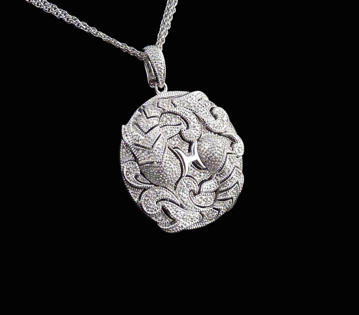 Art Déco Diamonds Fische Anhänger mit 0,20ct Diamanten aus 925 Silber im Art Déco-Stil