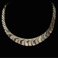 Elegante Silber Halskette / Choker aus 835er Silber, teilvergoldet  - flaches Collier 40cm Vintage