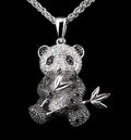 Diamant Anhänger - Affinity Diamonds Pandabär Anhänger mit 0,20ct Diamanten aus 925 Silber im Art Déco-Stil