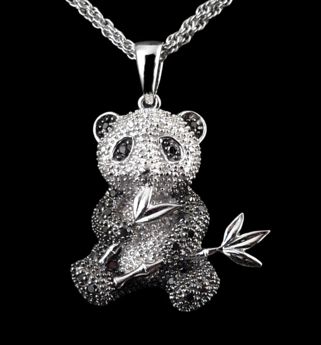 Diamant Anhänger - Affinity Diamonds Pandabär Anhänger mit 0,20ct Diamanten aus 925 Silber im Art Déco-Stil