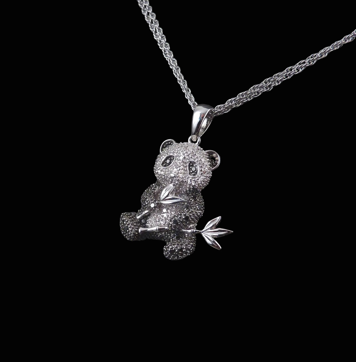 Diamant Anhänger - Affinity Diamonds Pandabär Anhänger mit 0,20ct Diamanten aus 925 Silber im Art Déco-Stil