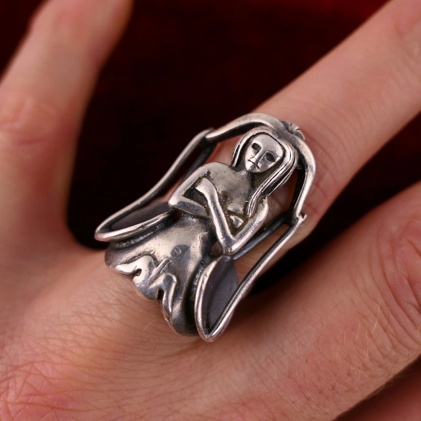 Ottaviani Ring - Italienischer Designer Damenring 925 Silber Vintage Alt Göttin Fee RG 55 (17,5 mm Ø)
