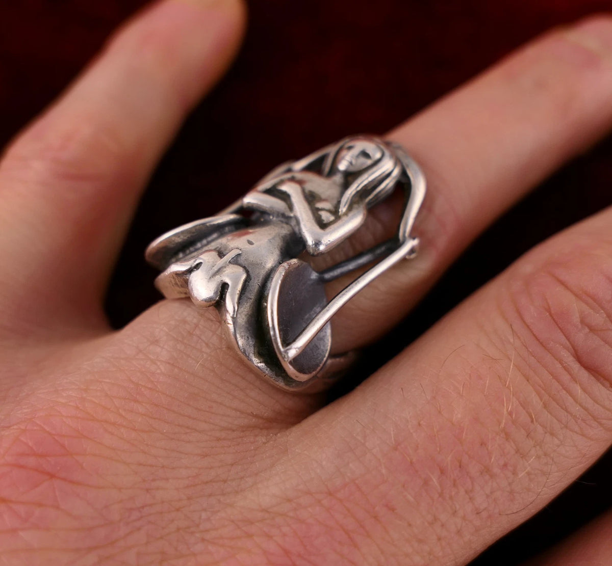 Ottaviani Ring - Italienischer Designer Damenring 925 Silber Vintage Alt Göttin Fee RG 55 (17,5 mm Ø)