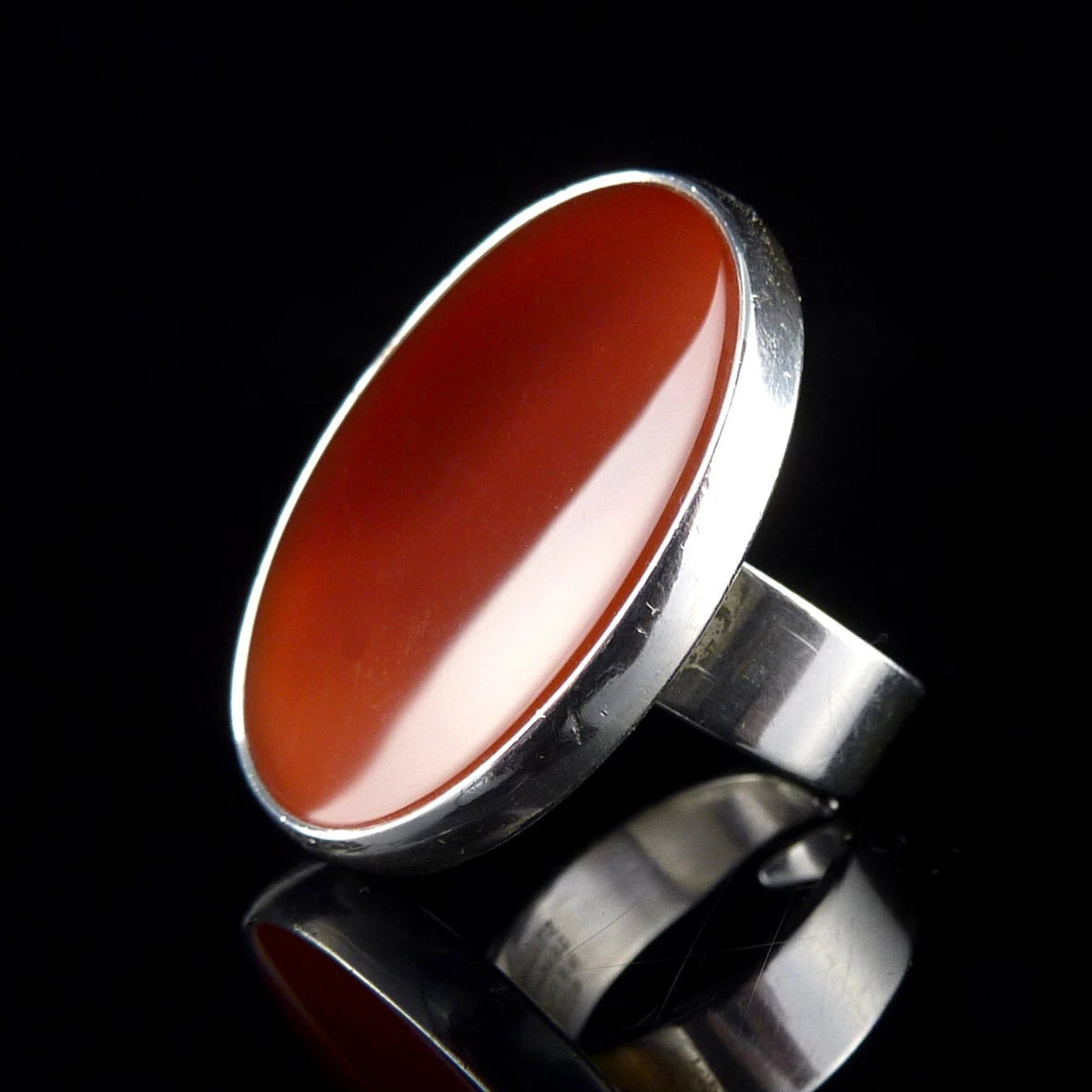 Nils Erik From Dänemark - Vintage Modernist Achat Ring aus 925er Silber RG 55 (17,5 mm Ø)