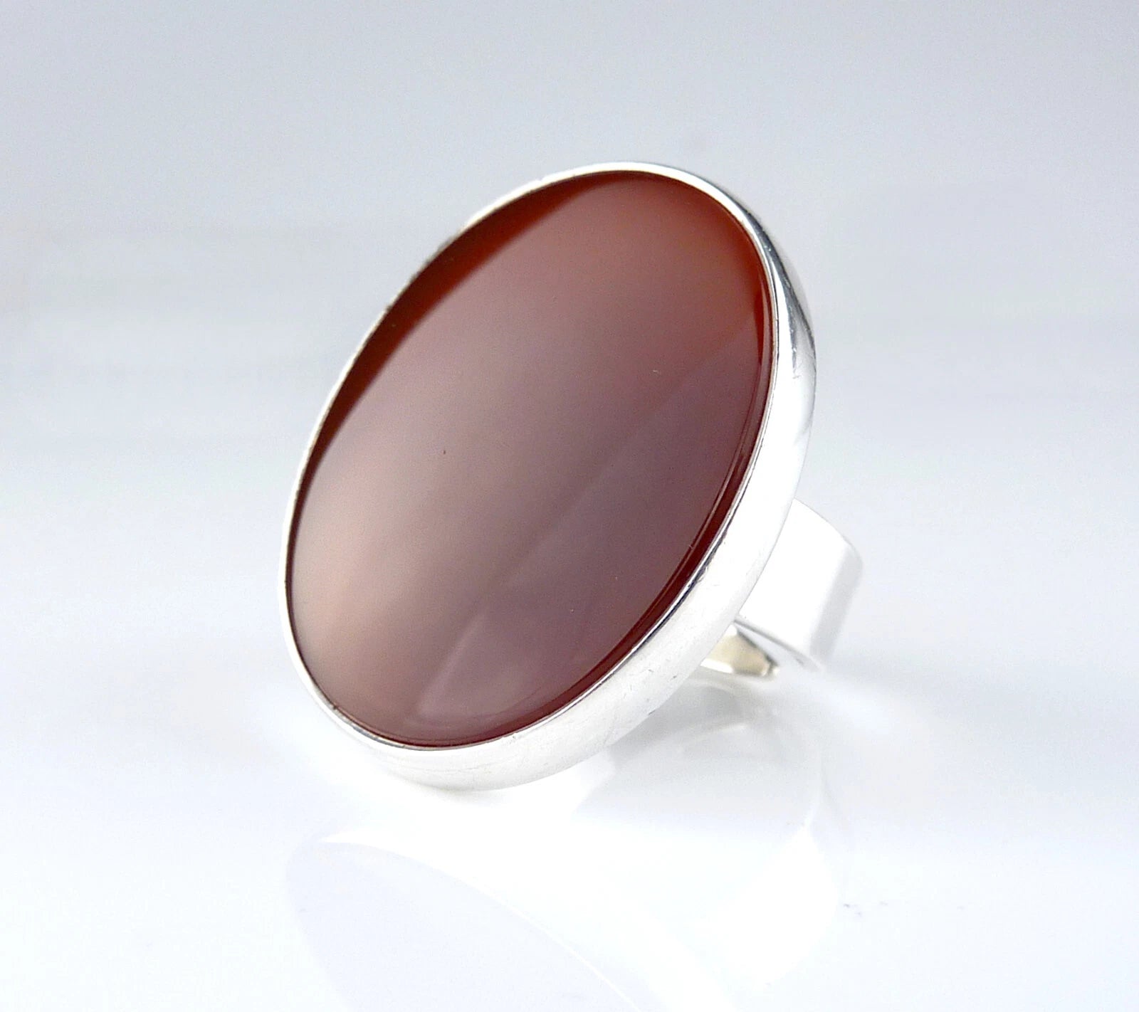 Nils Erik From Dänemark - Vintage Modernist Achat Ring aus 925er Silber RG 55 (17,5 mm Ø)