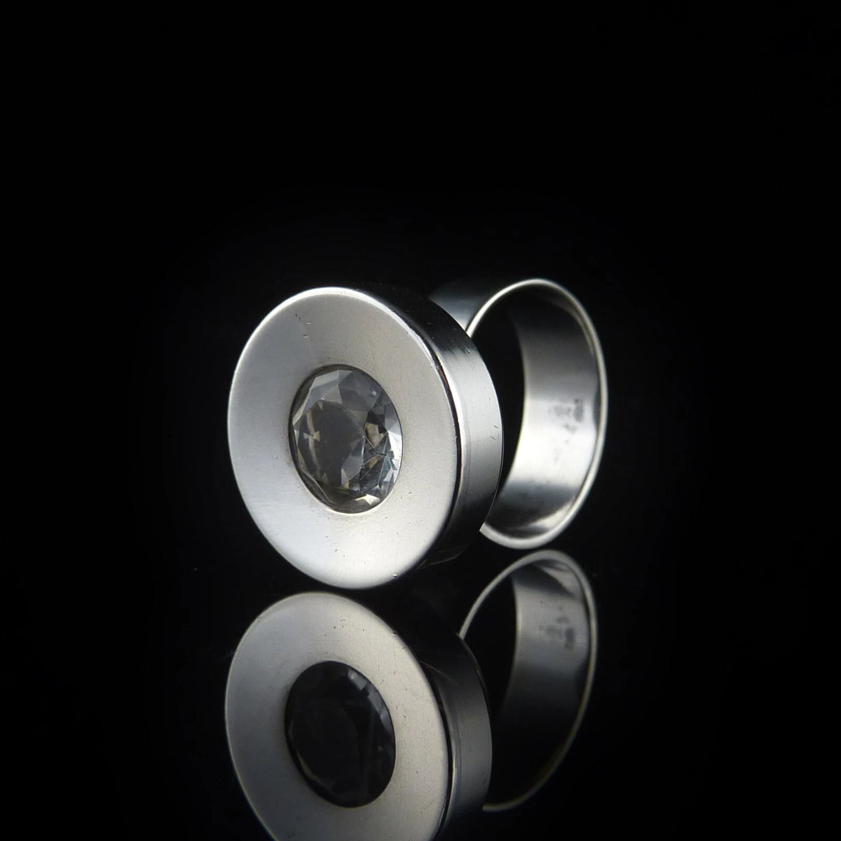 Finnland Kupittaan Kulta - Vintage Modernist Bergkristall Ring aus 925er Silber RG 57 (18,1 mm Ø)