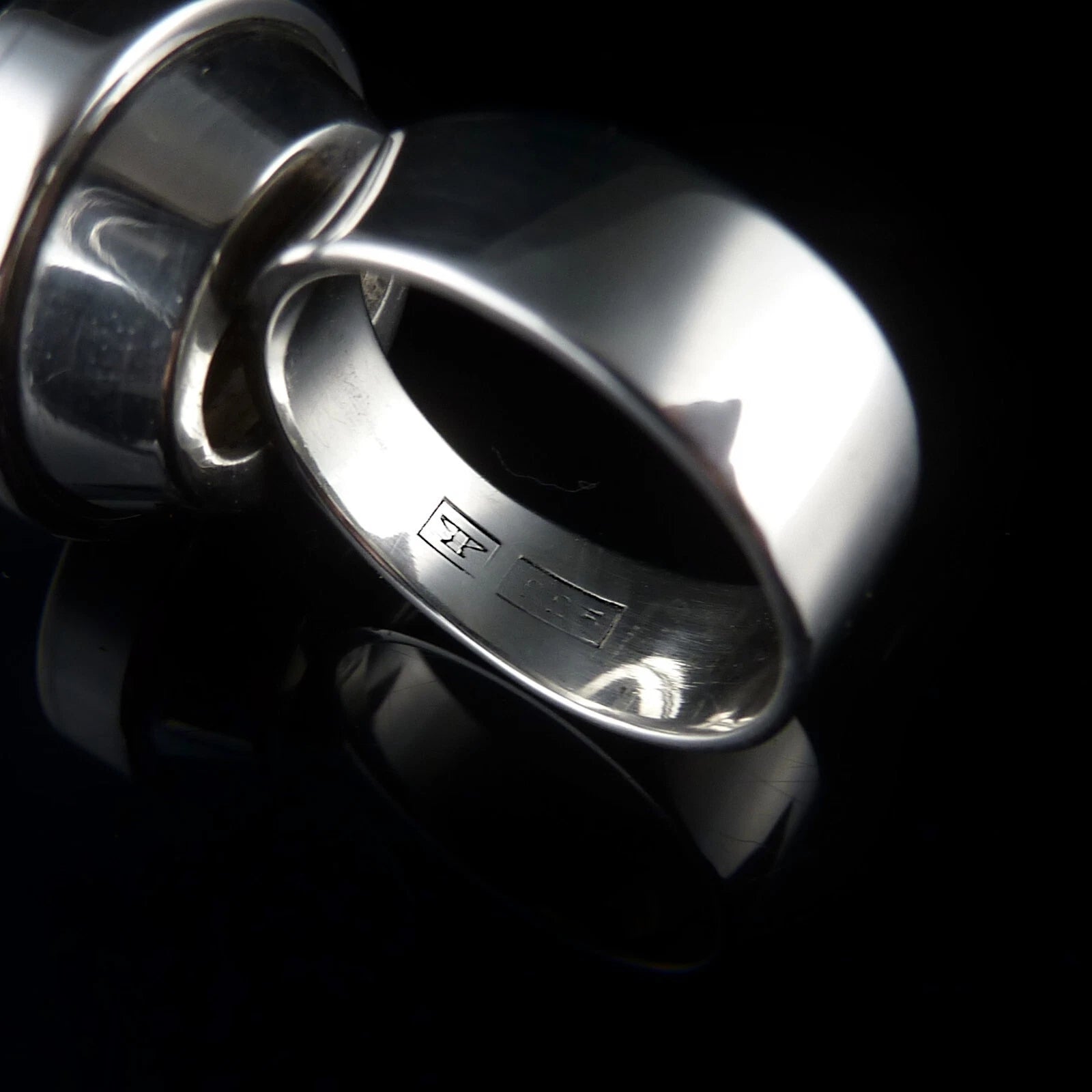 Finnland Kupittaan Kulta - Vintage Modernist Bergkristall Ring aus 925er Silber RG 57 (18,1 mm Ø)