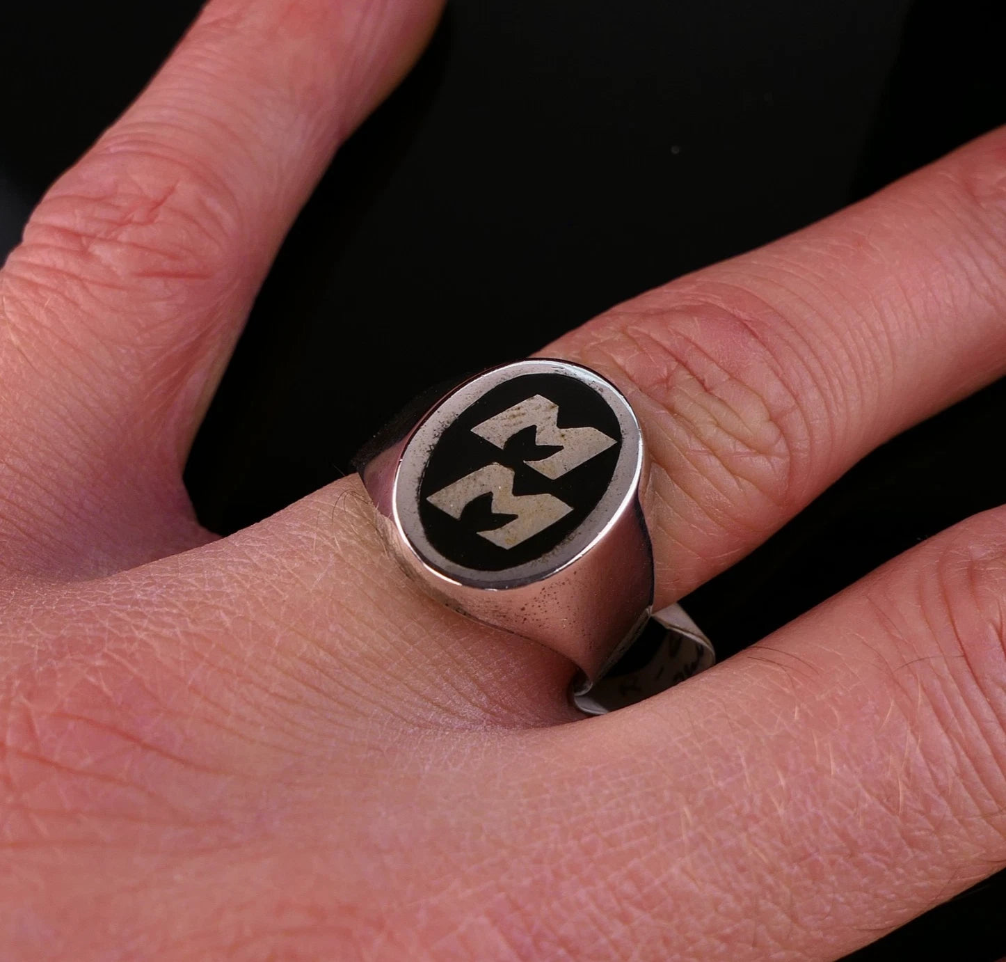 Vintage Monogrammring - Siegelring Initialen MM Silberring mind. 800 Silber RG 63 (20,0 mm Ø) Vintage aus Frankreich