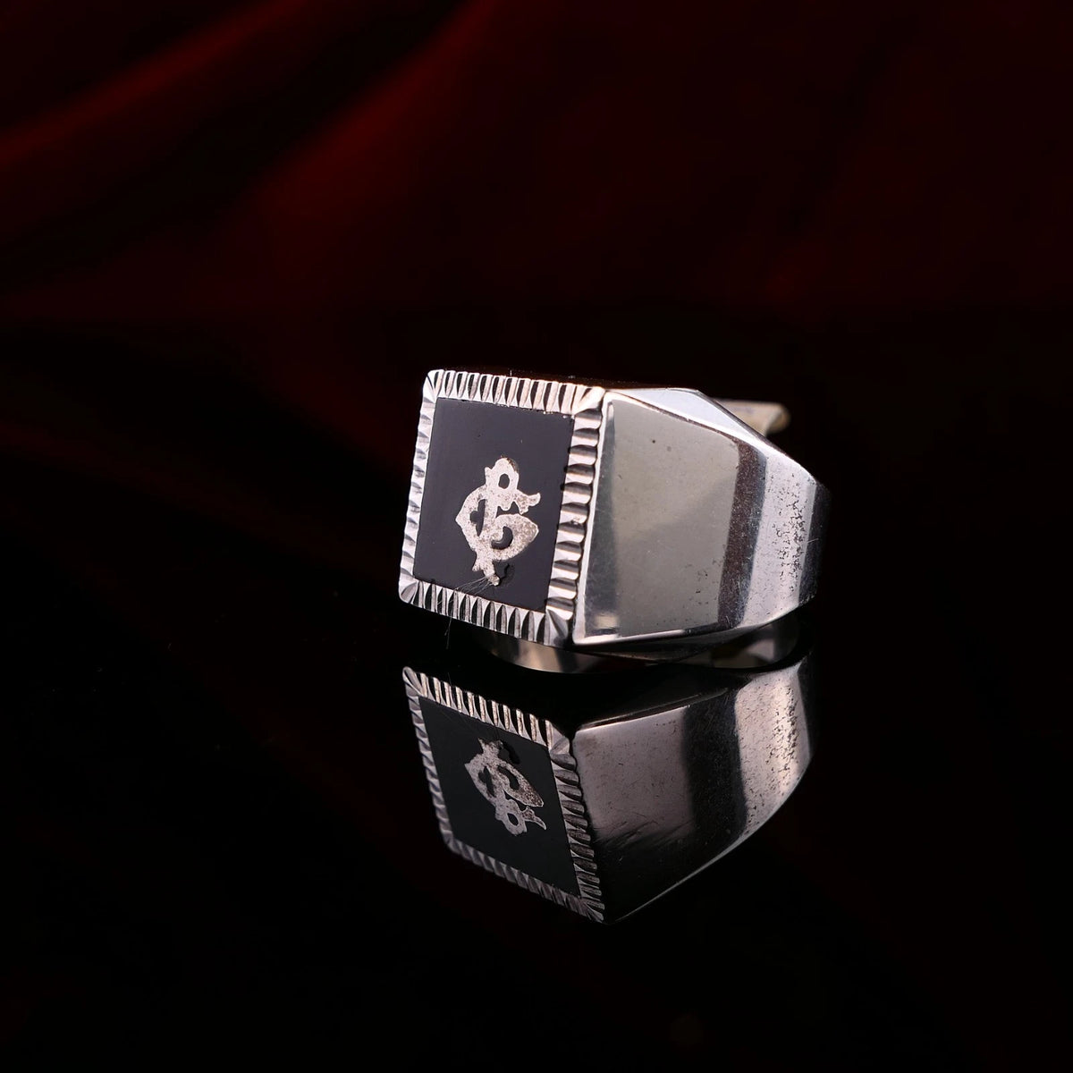 Vintage Monogrammring - Siegelring Initialen PG / PC Silberring mind. 800 Silber RG 62 (19,7 mm Ø) Vintage aus Frankreich