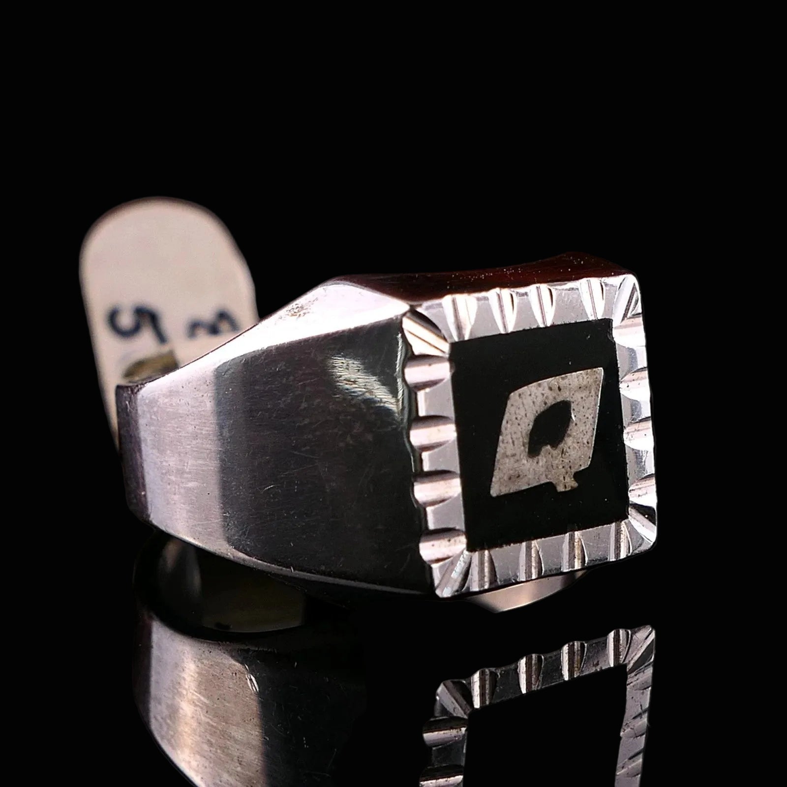 Vintage Monogrammring - Siegelring Initialen Q / O Silberring mind. 800 Silber RG 55 (17,5 mm Ø) Vintage aus Frankreich