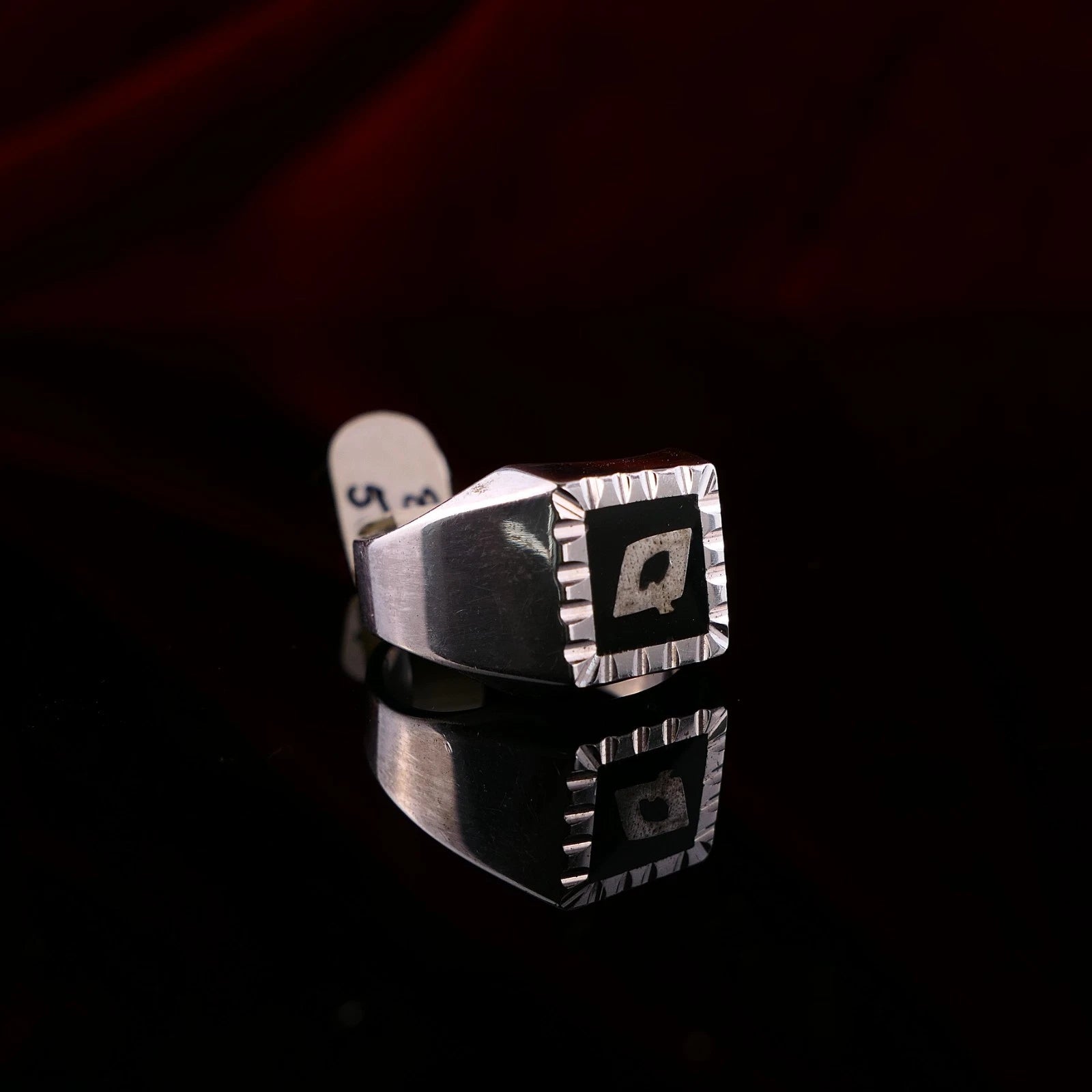 Vintage Monogrammring - Siegelring Initialen Q / O Silberring mind. 800 Silber RG 55 (17,5 mm Ø) Vintage aus Frankreich