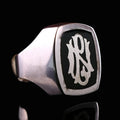 Vintage Monogrammring - Siegelring Initialen PN / NP Silberring mind. 800 Silber RG 61 (19,4 mm Ø) Vintage aus Frankreich