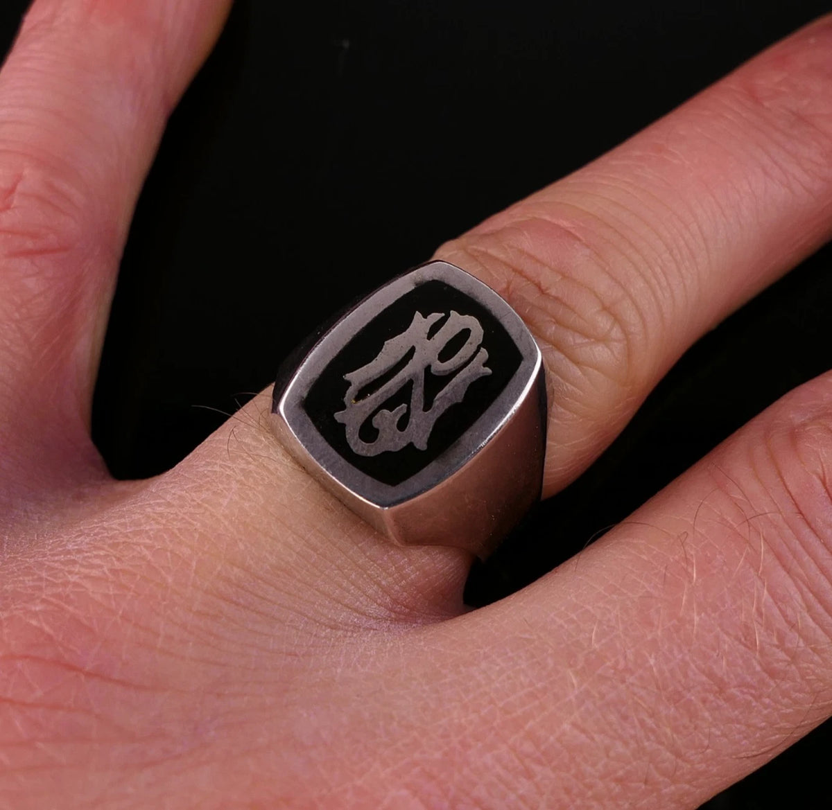 Vintage Monogrammring - Siegelring Initialen PN / NP Silberring mind. 800 Silber RG 61 (19,4 mm Ø) Vintage aus Frankreich
