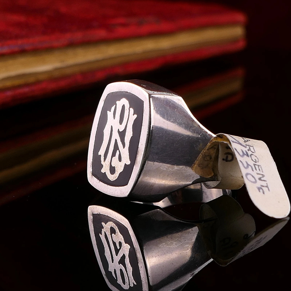 Vintage Monogrammring - Siegelring Initialen PN / NP Silberring mind. 800 Silber RG 61 (19,4 mm Ø) Vintage aus Frankreich