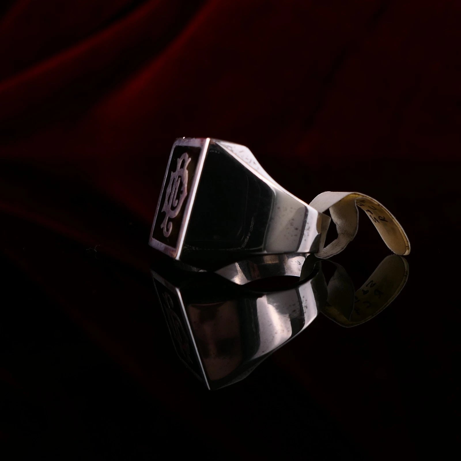 Vintage Monogrammring - Siegelring Initialen FD / DF Silberring mind. 800 Silber RG 66 (21,0 mm Ø) Vintage aus Frankreich